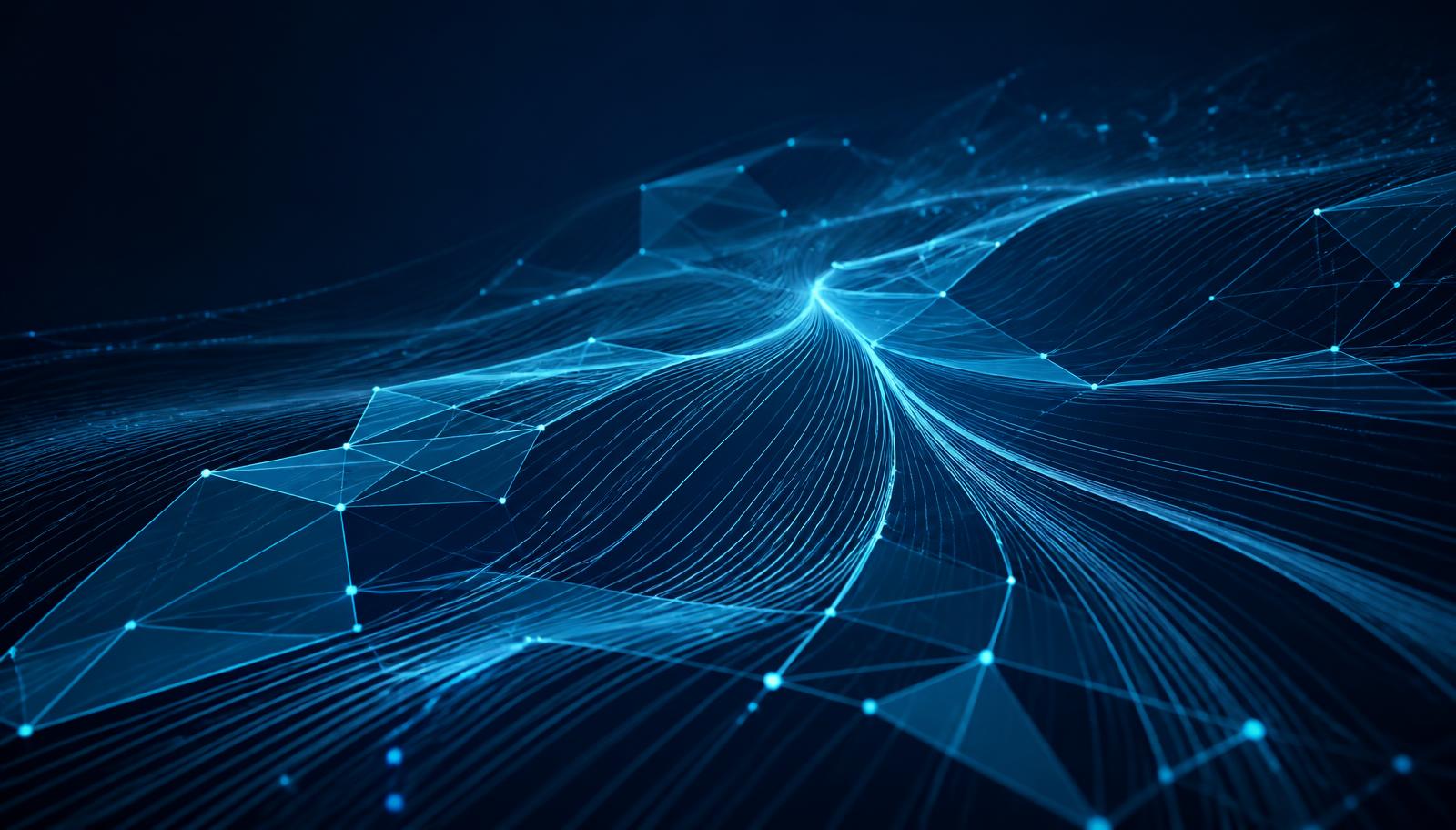 Abstract network visualisation representing connected web application layers